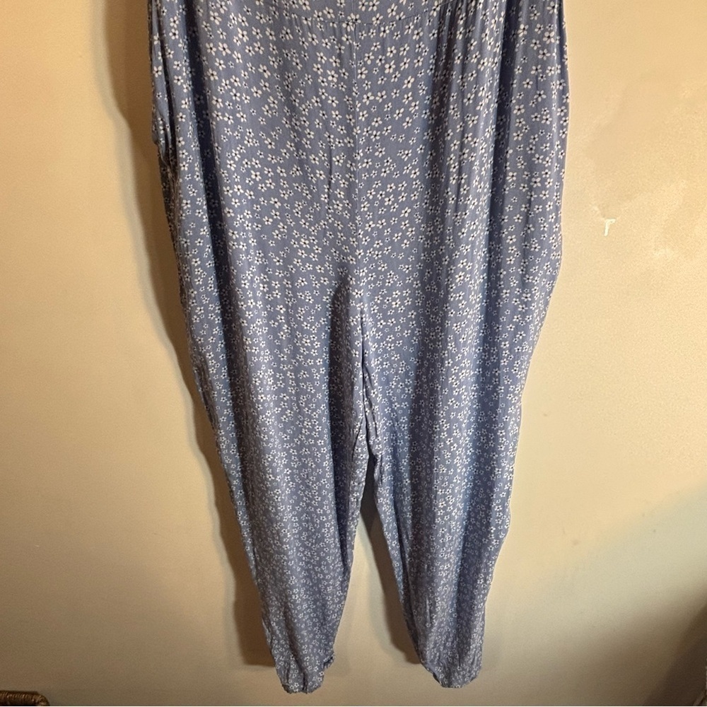 SMASH + TESS Sz L Floral Cotton Jumpsuit with Tie Straps Pockets Elastic Ankle - Picture 5 of 9